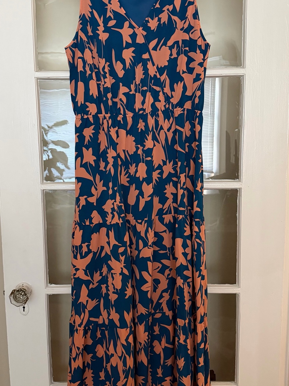Amazon Navy and Coral Floral Sleeveless Maxi Dress